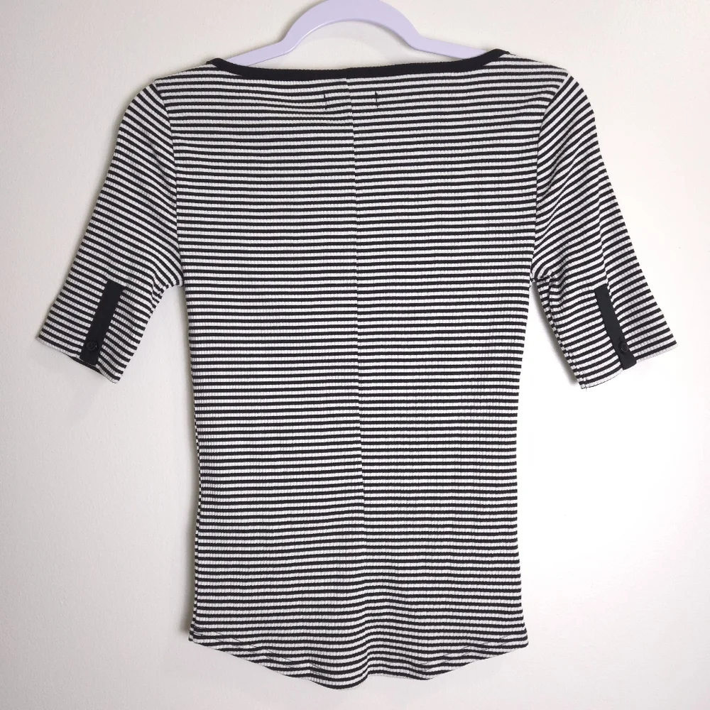 J.CREW Vintage Rib Henley‎ T-shirt in Stripe XS